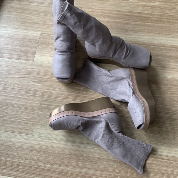 Rick Owens elasticized leather sock open toe platform bootie - Picture 14 of 17